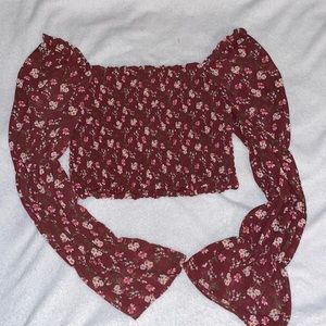 Maroon Flower crop top